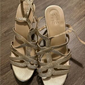 Naturalizer Metallic Gold Strappy Heeled Sandals